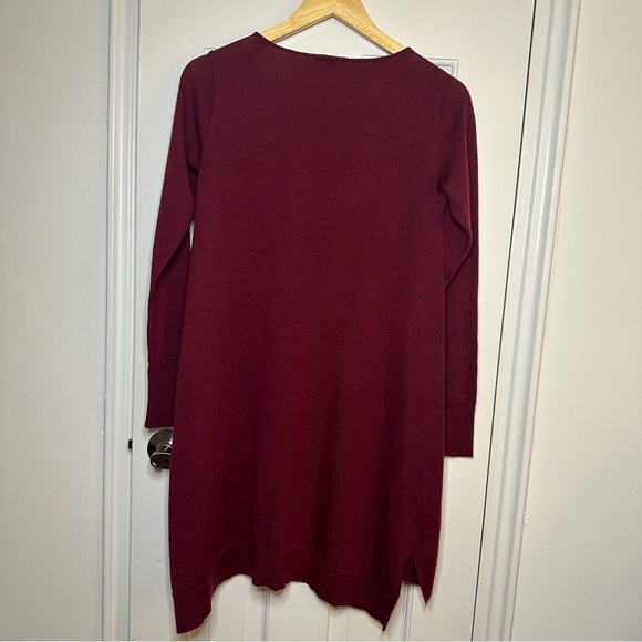EILEEN FISHER Merino Wool Burgundy Knit Dress Valentines Long Sleeve Small - Picture 5 of 7
